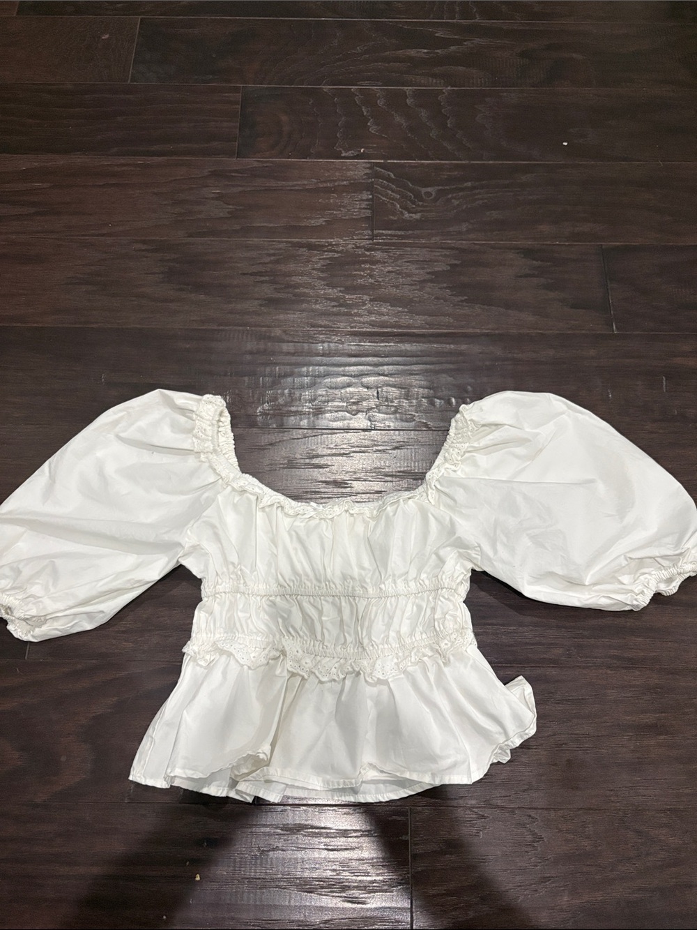 Altard State White Puff Sleeve Peplum Top